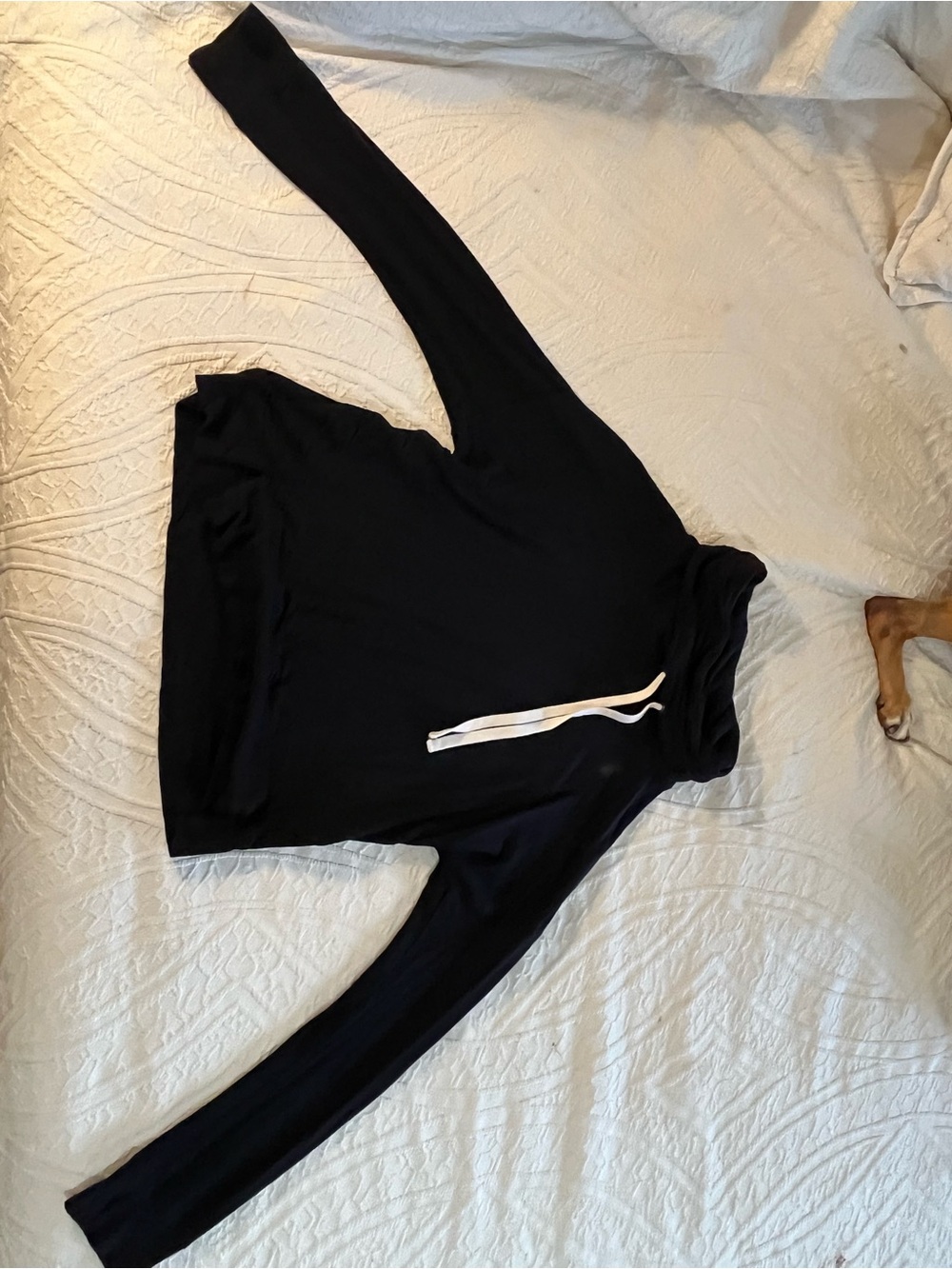 UGG Black Funnel Neck Pullover with White Drawstring